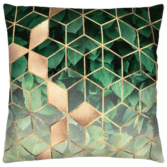 3D Pillow Cover - Green and Gold