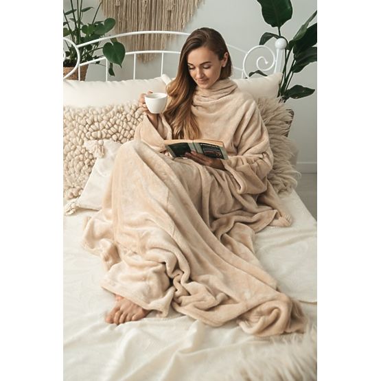 Blanket CASHMERE TOUCH with sleeves - 150 x 210 cm (beige)