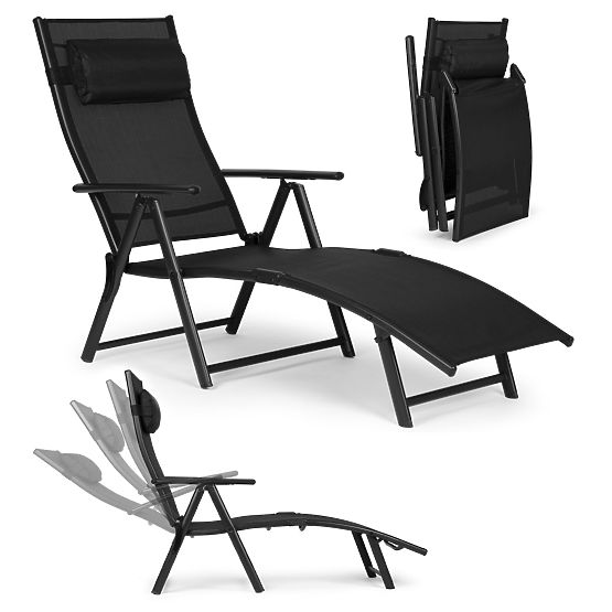 Folding Beach Garden Lounger with Adjustable Backrest, Steel Frame ModernHome