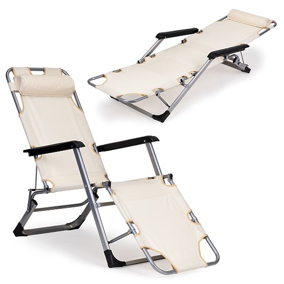 Folding Garden Beach Chair Lounger 2-in-1