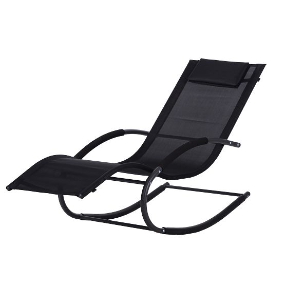 Garden Lounger Rocking Chair Black