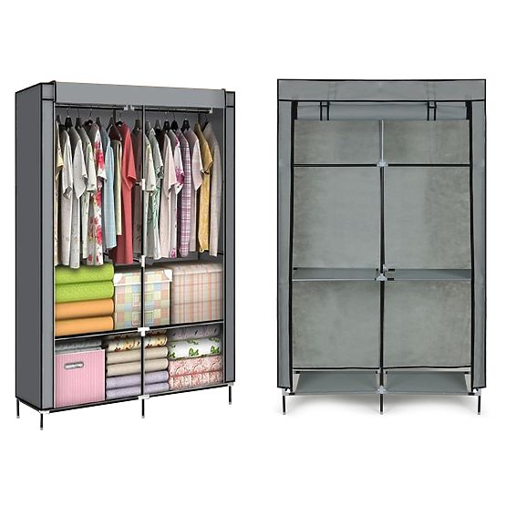 Large Textile Wardrobe with Shelves for Clothes and Shoes