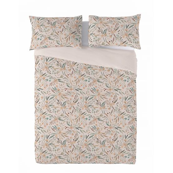 LINEN Bedding Set - leaves 220x200 + 2x 70x80