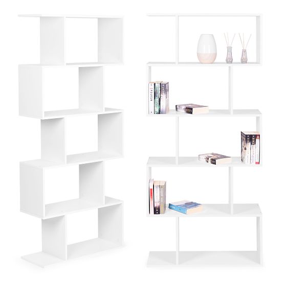 Modern Shelf for Living Room with 5 Shelves for Books White