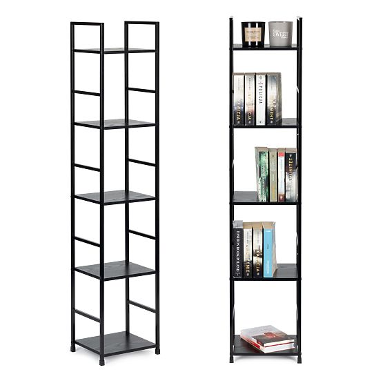 Modern Wooden Shelf with Metal Frame LOFT 5 Shelves