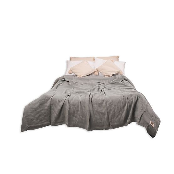 Muslin bedspread 210x240 dark grey