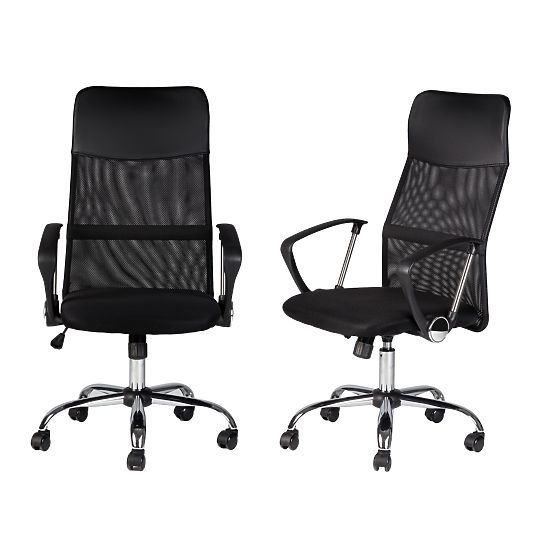 Office Swivel Chair with Chrome Legs and High Backrest