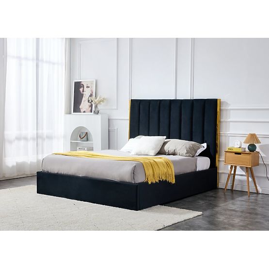 Upholstered bed with high headboard PALLAZO black - 160x200 cm