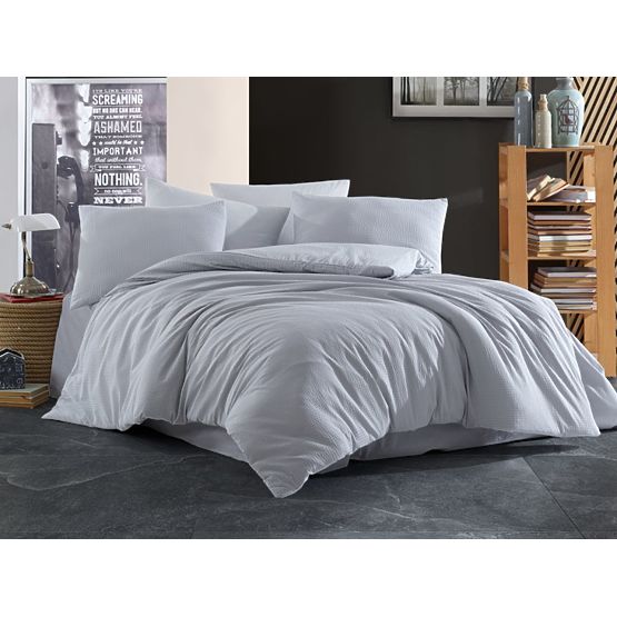 Plain crepe bedding 140x200 cm - Grey