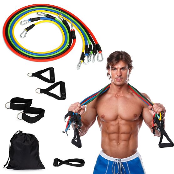 Set of 5 Fitness Resistance Bands with Handles