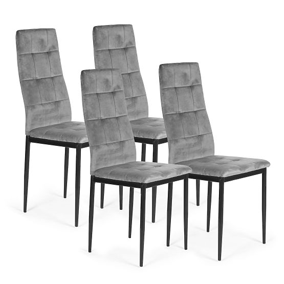 Set of Velvet Chairs for Dining and Living Room 4pcs Grey