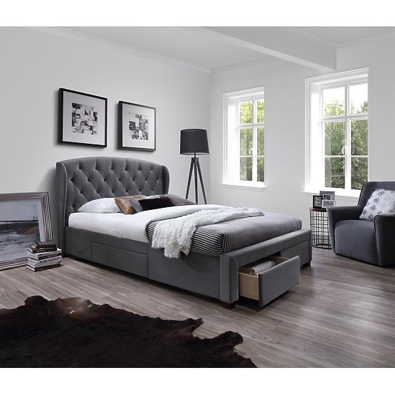 Upholstered bed 160x200 SABRINA - dark grey