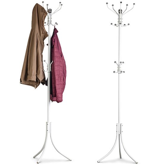 White Clothing Rack with 16 Hooks