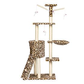 Cat Scratching Post House Tree Bed 138 cm XL Leopard Pattern, MODERNHOME