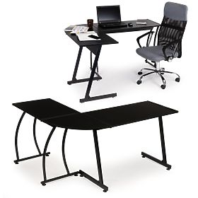 Corner Gaming Office Desk LOFT School Desk Black, MODERNHOME