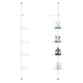 Corner Telescopic Bathroom Shelf with 4 Shelves and Hanger, MODERNHOME