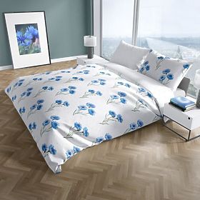 Cotton Bedding Blue Cornflowers 140x200cm + 70x90cm, Faro