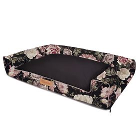 Dog bed XL - black with roses