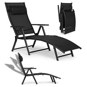 Folding Beach Garden Lounger with Adjustable Backrest, Steel Frame ModernHome