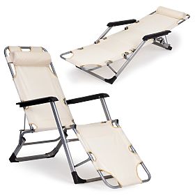 Folding Garden Beach Chair Lounger 2-in-1, MODERNHOME