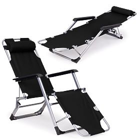 Garden Beach Folding Lounger 2-in-1 Chair