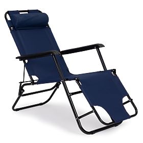 Garden Lounger with Headrest Foldable Construction Blue, MultiGarden