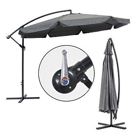 Garden umbrella large on boom folding 3.5m gray