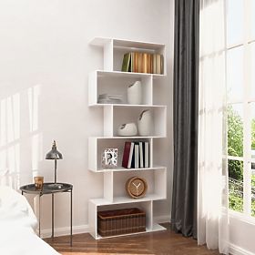 Modern Shelf for Living Room with 5 Shelves for Books White, MODERNHOME