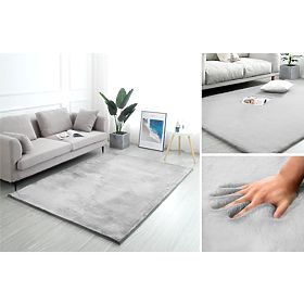 Rabbit silk rug - light gray