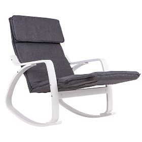 Rocking Chair with Adjustable Footrest White Frame, MODERNHOME