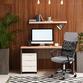 Swivel Office Chair with Chrome Legs and High Backrest, MODERNHOME