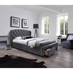 Upholstered bed 160x200 SABRINA - dark grey, Halmar