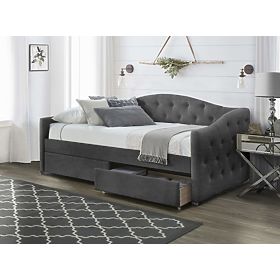 Upholstered bed with drawers ALOHA 90 x 200 cm - Dark grey, Halmar