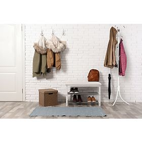 White Clothing Rack with 16 Hooks, MODERNHOME