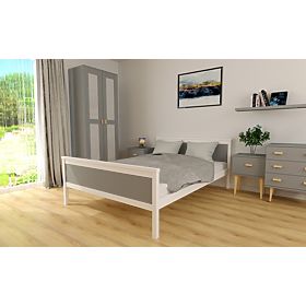 Wooden bed Ikar 200 x 140 cm - grey-white