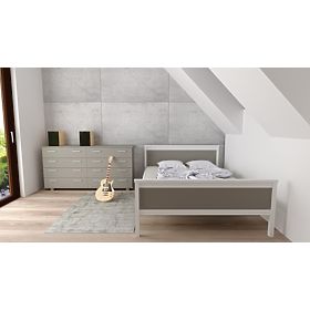 Wooden bed Ikar 200 x 160 cm - grey-white, Ourfamily