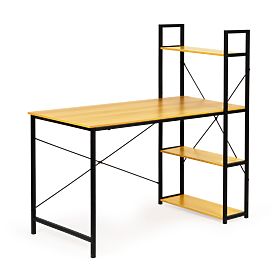 Wooden Loft Computer Desk with Shelves, MODERNHOME